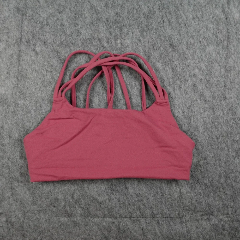 Athleta Sports Bra Women Small Pink Strappy High Neck Active Yoga Sports Top